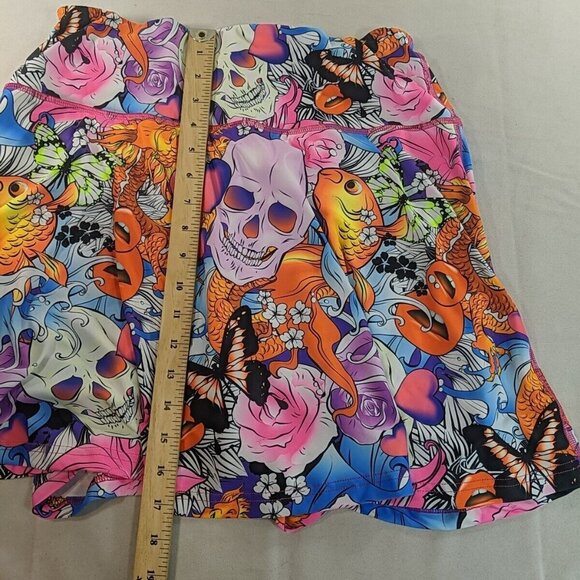 Tikiboo Swim Bottoms Skirt Shorts Skort Skull Tattoos Multicolor XL X-Large - Picture 8 of 11